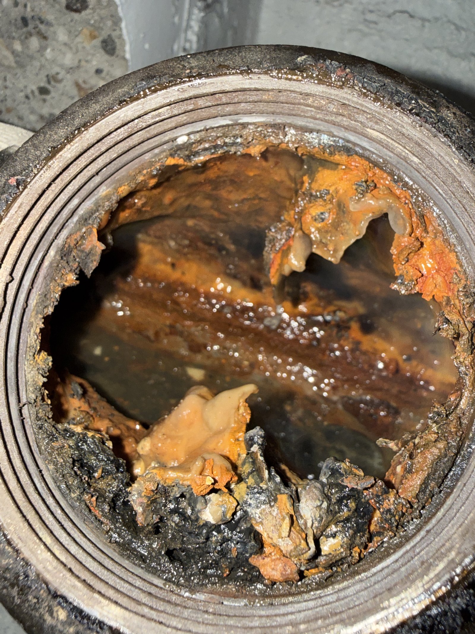Corroded drain pipe diagnostic — professional equipment service
