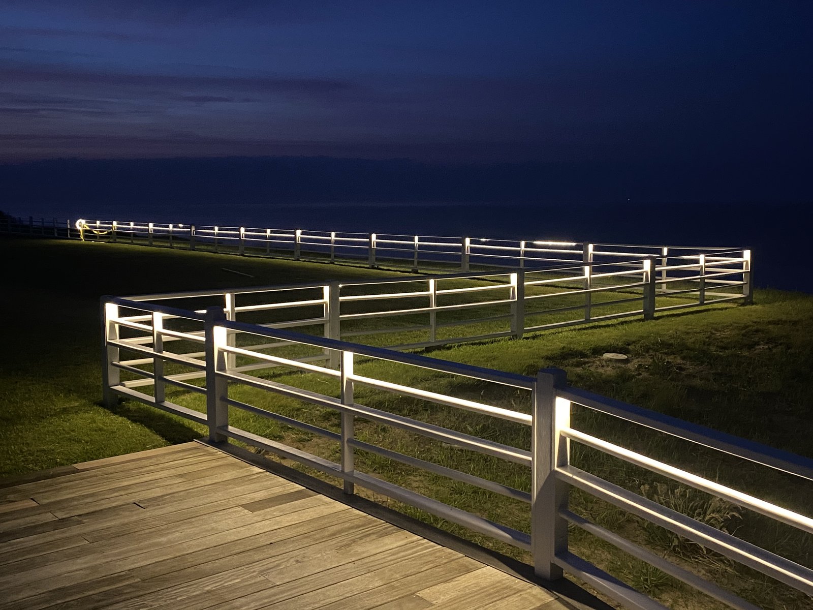Custom LED railing lighting at Sankaty Head Beach Club, Nantucket
